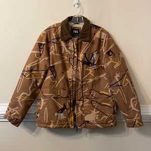 Zara Brown Abstract Ski Jacket